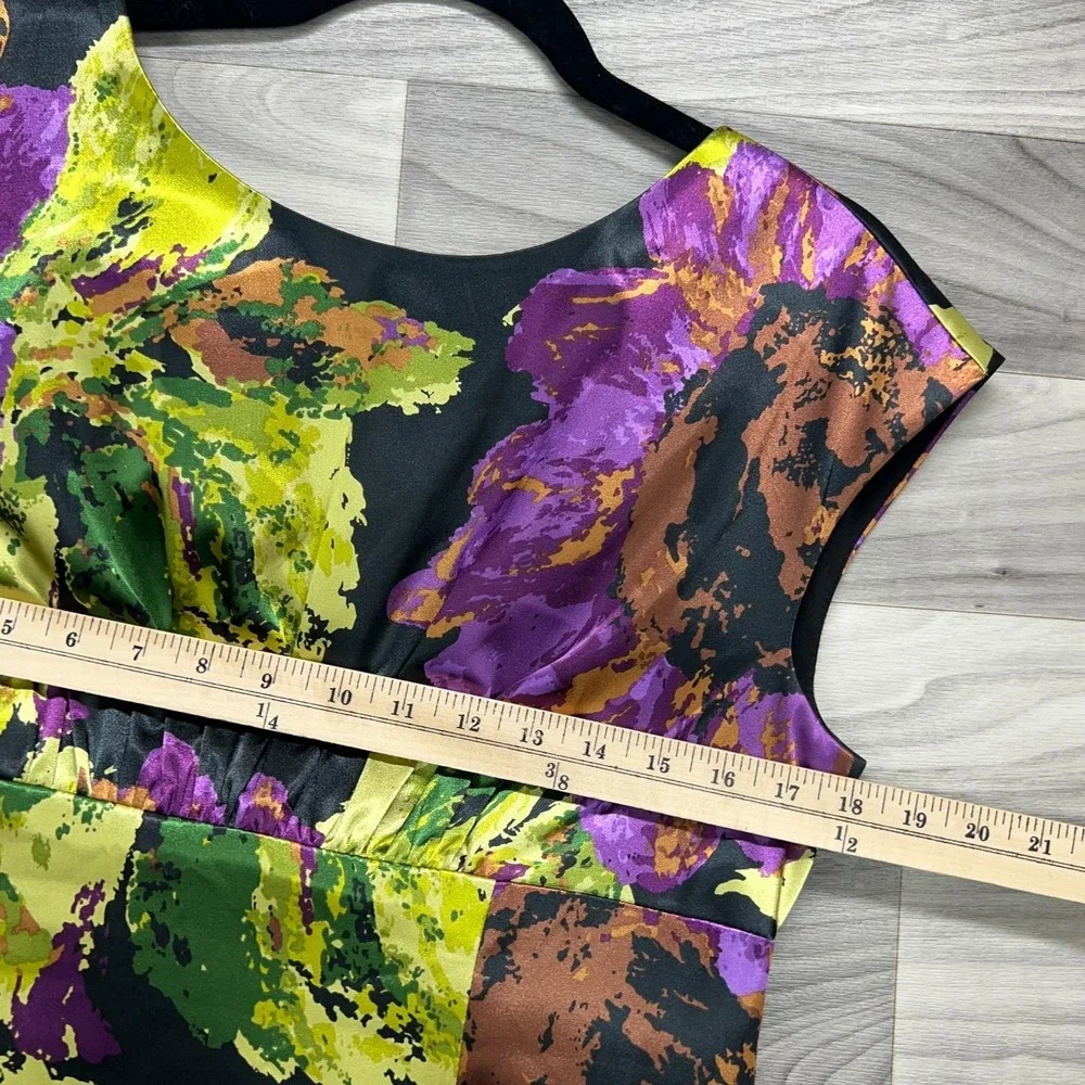 Jones New York Dress Women's Size‎ 12 Black Purple Floral Print Wedding Evening